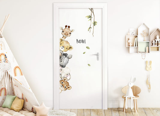 Wall decal door sticker jungle animals personalized DK1044